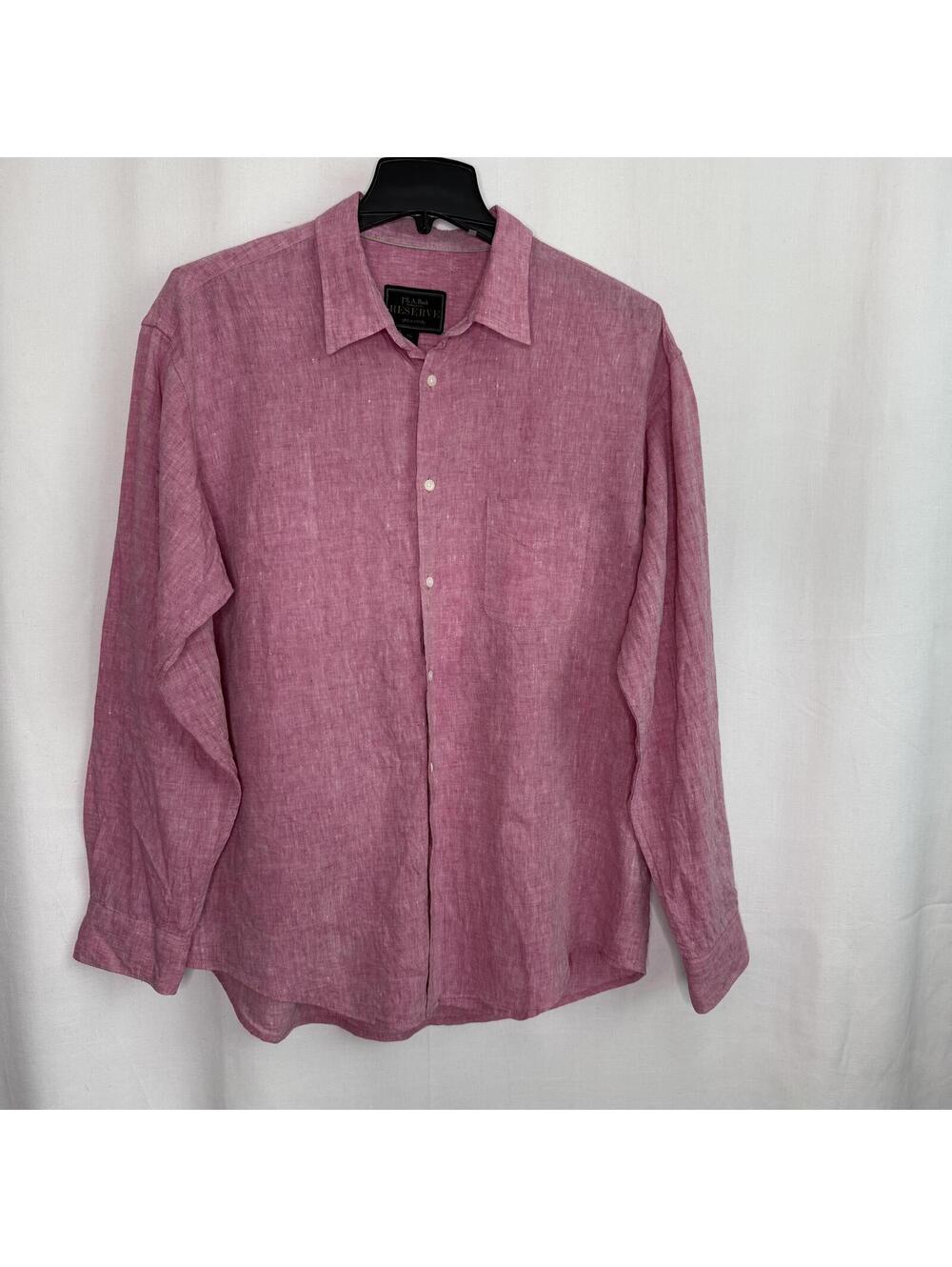 Jos. A. Bank Mens Reserve 100% Linen Long Sleeve Dress Shirt Size XL Pink India